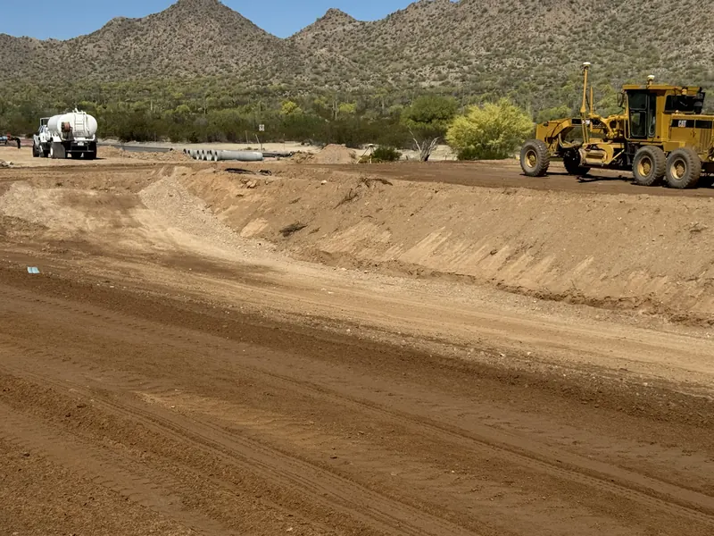 Drainage channel grading and earthwork by Desert Valley Grading